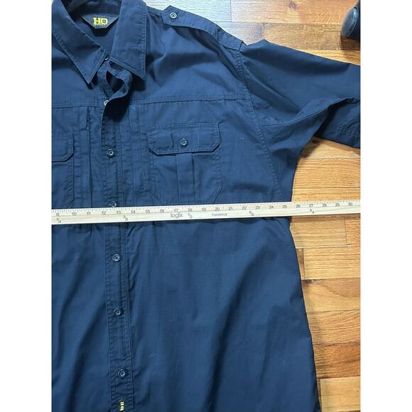 HQ Issue Black Zip-Up Tactical Utility Mens Short Sleeve Shirt XL - Picture 9 of 9